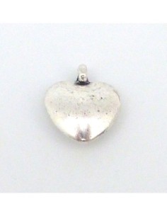 Breloques, pendentifs coeur bombé en métal argenté lisse 15mm x 13mm