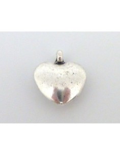 Breloques, pendentifs coeur bombé en métal argenté lisse 15mm x 13mm 2