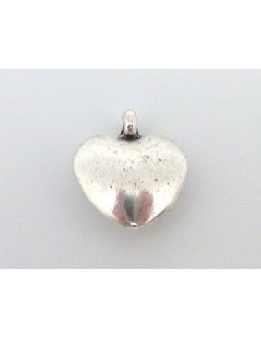 Breloque coeur en métal argenté pas chère