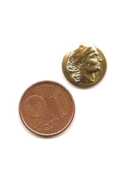 Pendentif vintage 50's doré visage frappé