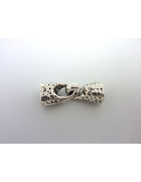 Fermoir crochet pour lanière, réglisse, cuir 9,5 x 6,3mm métal argenté