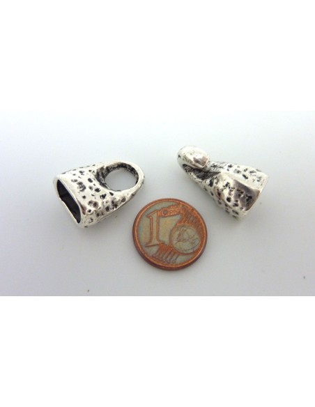 Fermoir crochet pour lanière, réglisse, cuir 9,5 x 6,3mm métal argenté