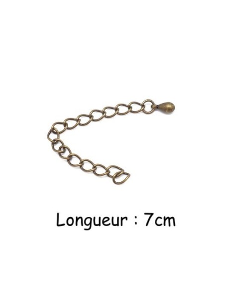 Chainette d'extension avec breloque goutte larme en métal couleur bronze
