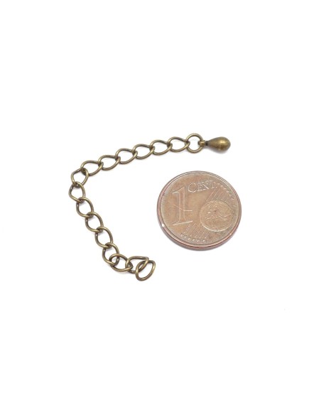 Chainette de rallonge en métal de couleur bronze avec finition goutte