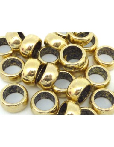 R-25 Perles anneau lisse gros trou 7,8mm en métal vieil or