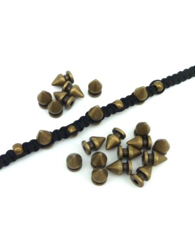 3 perles connecteur pointe, spike 12mm en métal...