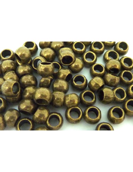 25 Perles ronde lisse 6,5mm gros trou 3,8mm en métal bronze 25 Perles ronde lisse 6,5mm gros trou 3,8mm en métal bronze