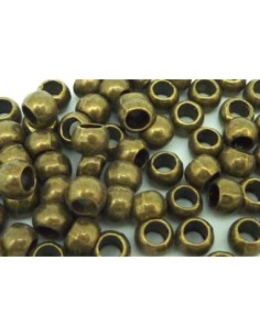 25 Perles ronde lisse 6,5mm gros trou 3,8mm en métal bronze 2