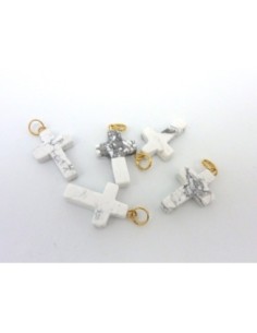 Breloque pendentif, croix 25,8mm en pierre blanche... 2
