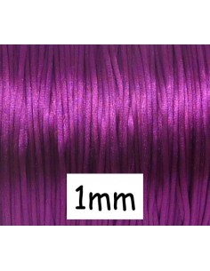  Cordon Queue de rat 1mm rose bysantin, violine brillant satiné
