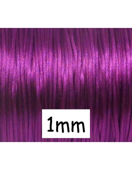  Cordon Queue de rat 1mm rose bysantin, violine brillant satiné