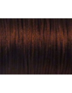 Cordon Queue de rat 1mm marron châtaigne brillant satiné 2