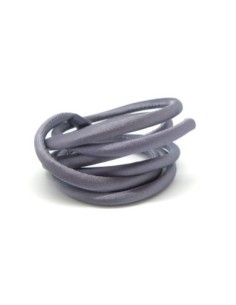 Cordon 5mm en polyester satiné sur cordon pvc creux gris bleuté soyeux