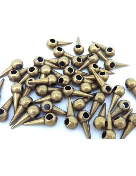 25 clous, pointes, breloque 14mm en métal bronze - Punk Rock