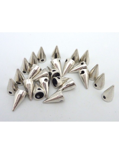 Perle connecteur 1 trou forme cône de couleur argenté en métal