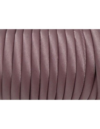 Cordon 5mm en polyester satiné sur cordon pvc creux rose poudré soyeux