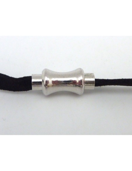Fermoir aimanté 3,7mm - 4mm tube incurvé en métal argenté