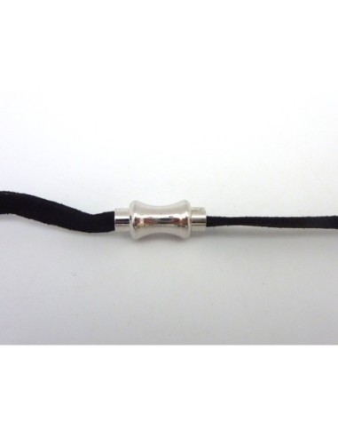 Fermoir aimanté 3,7mm - 4mm tube incurvé en métal argenté