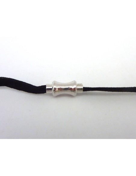 Fermoir aimanté 3,7mm - 4mm tube incurvé en métal argenté