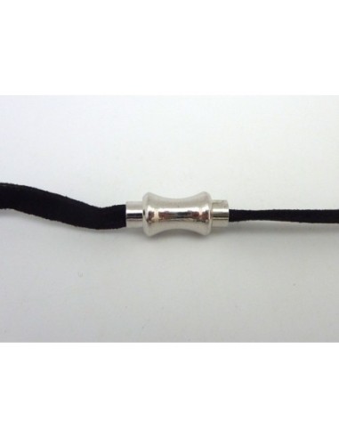 Fermoir aimanté 3,7mm - 4mm tube incurvé en métal argenté