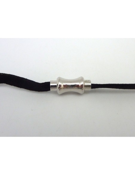 Fermoir aimanté 3,7mm - 4mm tube incurvé en métal argenté