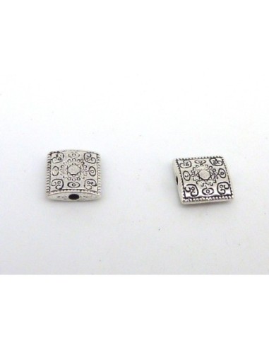 25 Perles connecteur carré gravé fresque 10mm...