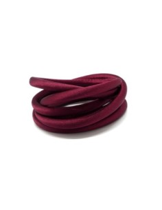 Cordon 5mm en polyester satiné sur cordon pvc creux rouge framboise grenat soyeux