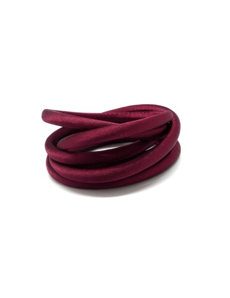 Cordon 5mm en polyester satiné sur cordon pvc creux rouge framboise grenat soyeux Cordon 5mm en polyester satiné sur cordon pvc creux rouge framboise grenat soyeux