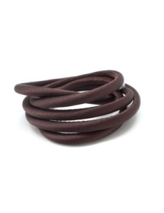 Cordon 5mm en polyester satiné sur cordon pvc creux marron foncé soyeux