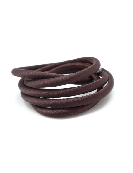 Cordon 5mm en polyester satiné sur cordon pvc creux marron foncé soyeux