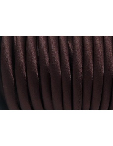 Cordon 5mm en polyester satiné sur cordon pvc creux marron foncé soyeux