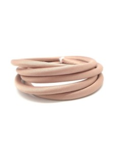 Cordon 5mm en polyester satiné sur cordon pvc creux beige rosé soyeux