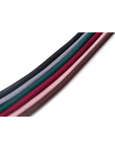 Cordon 5mm en polyester satiné sur cordon pvc creux beige rosé soyeux