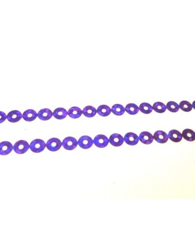 4,5m Ruban pastille sequin plastifié violet avec reflets irisé 4,5mm
