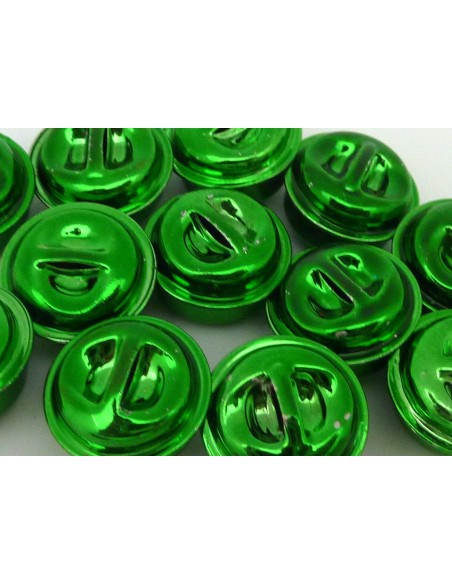 2 grelots soupière 15,8mm en métal peint vert brillant