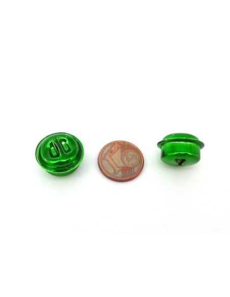 2 grelots soupière 15,8mm en métal peint vert brillant