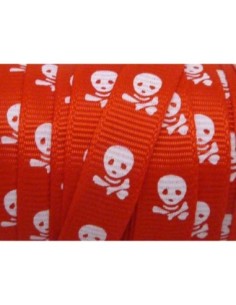  Ruban plat de couleur rouge avec motif tête de mort 10mm 2