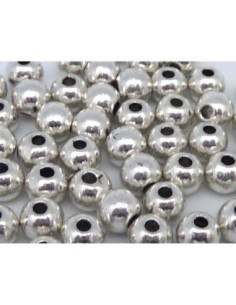 Perle ronde lisse en métal argenté pour cordon 1,5mm