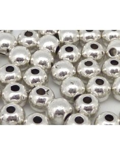 Perle ronde lisse en métal argenté pour cordon 1,5mm 2