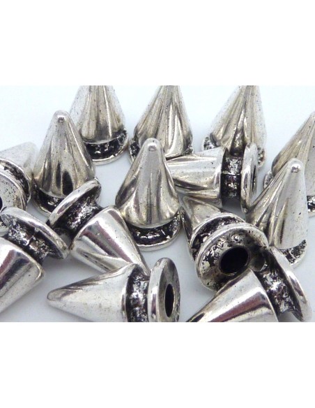 R-3 connecteurs pointe, spike 15,8mm en métal argenté - Punk Rock