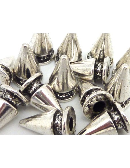 R-3 connecteurs pointe, spike 15,8mm en métal argenté - Punk Rock