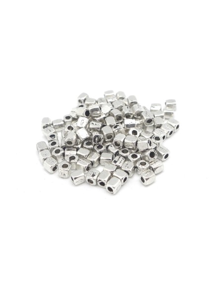 Perles grain de riz, ovale, olive en métal argenté 2,8mm