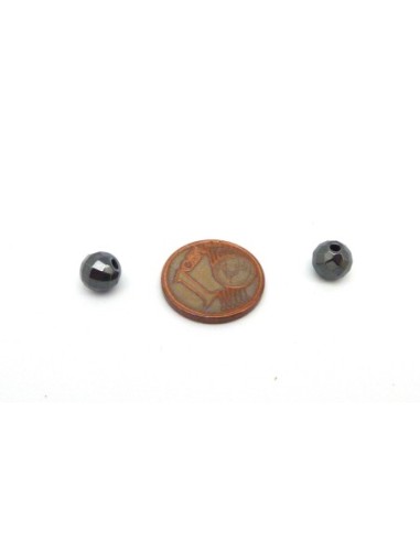 R-10 Perles hématite ronde 6mm ciselées, facettées