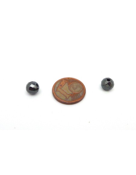 R-10 Perles hématite ronde 6mm ciselées, facettées