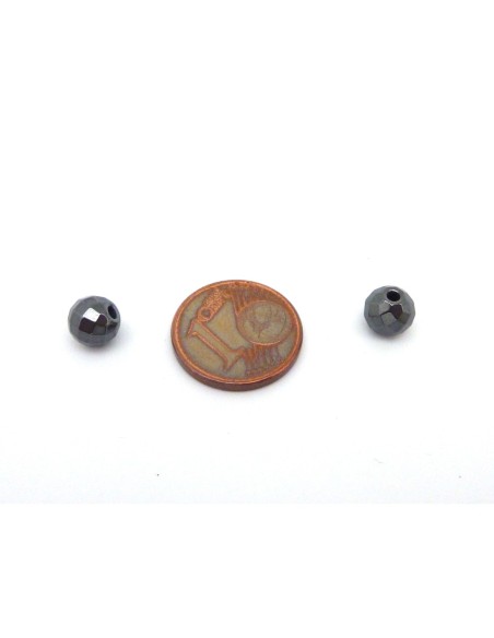 R-10 Perles hématite ronde 6mm ciselées, facettées