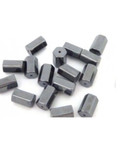 Perle tube hexagonale hématite 8mm