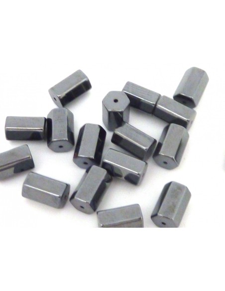 Perle tube hexagonale hématite 8mm