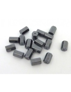 Perle tube hexagonale hématite 8mm 2