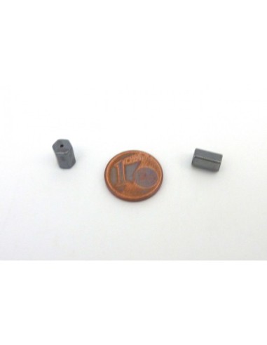 Perle tube hexagonale hématite 8mm x 5mm