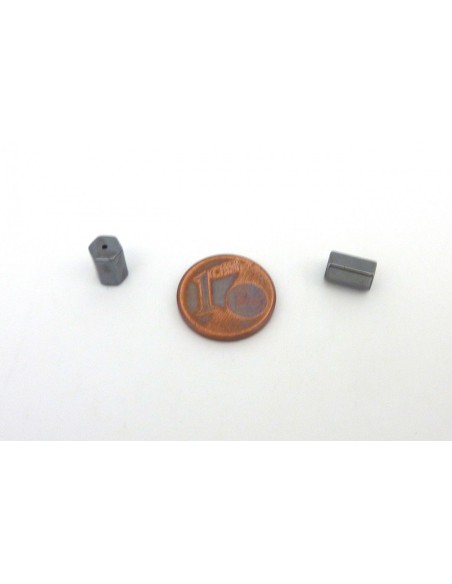Perle tube hexagonale hématite 8mm x 5mm